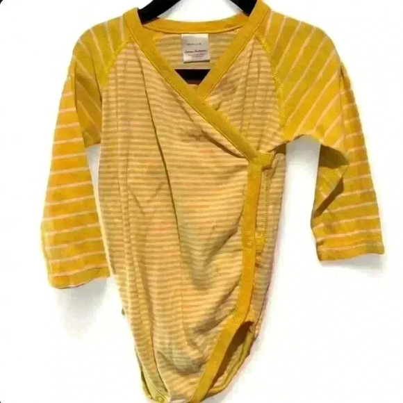Hanna Andersson Unisex Kids Yellow Striped Long Sleeve Bodysuit 3T - Picture 1 of 6
